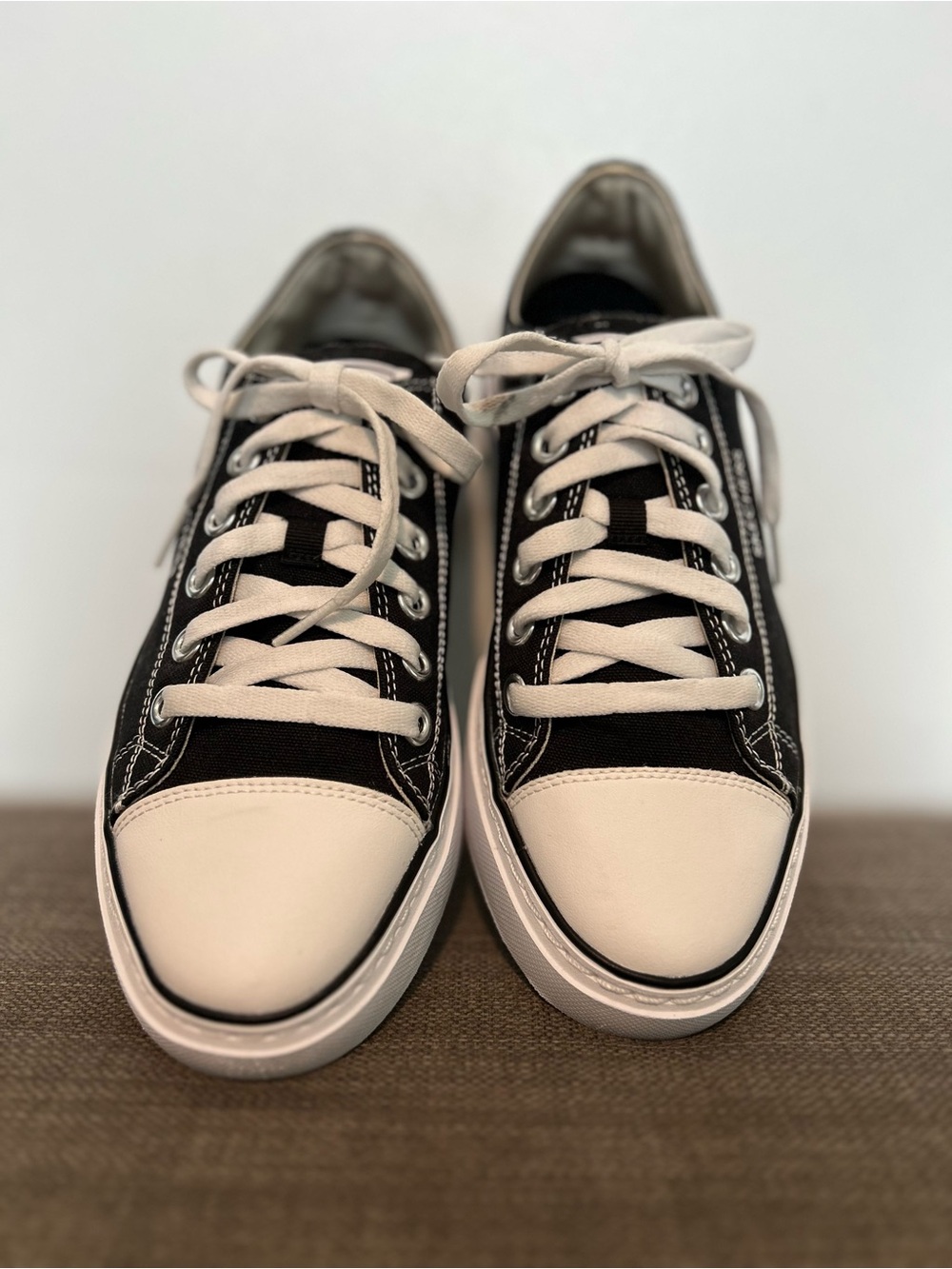 Skechers Classic Canvas Low-Top Sneakers in Black and White